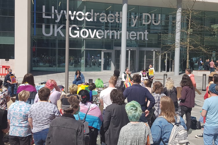 The protesters in Cardiff