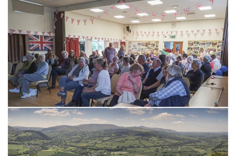 Above is the meeting and below is the Usk Valley containing Gilestone Farm