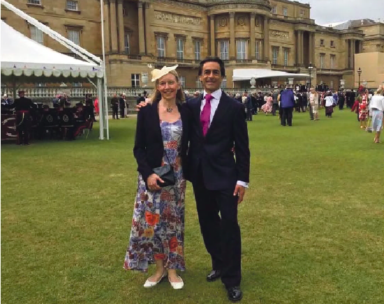 Katy and her husband Paul at Buckingham Palace last month.