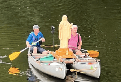 Virgin Mary sculpture floats down Wye in pollution demo