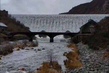 Wales’ ‘Niagara Falls’: Elan Valley dam overspills
