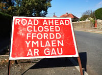 B4558 closed at Talybont following pipe leak