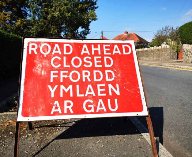 B4558 closed at Talybont following pipe leak