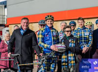 Doddie Cup: Crowds cheer as rugby legends cycle through mid Wales