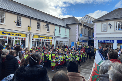 VIDEO: School pupils celebrate St. David's Day in Brecon Town centre