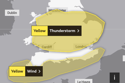 Thunderstorm to hit Powys as Met Office issue yellow weather warning