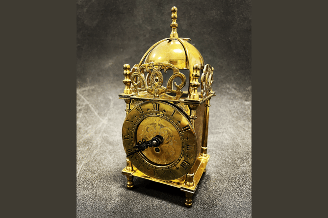 A ‘Nell Gwynne’ Cromwellian style brass clock