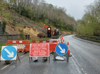 A4067 back open under temporary traffic management following landslide