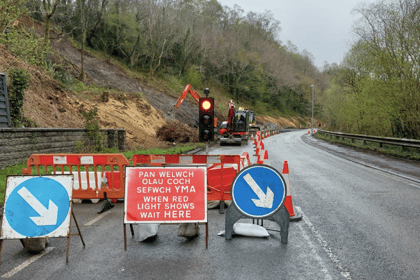 A4067 back open under temporary traffic management following landslide