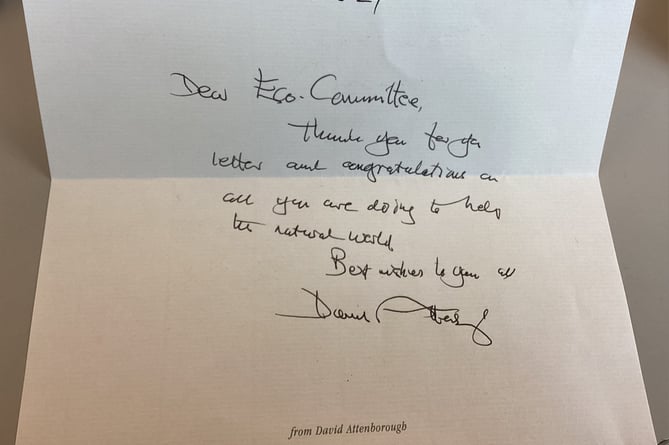 The handwritten letter thanked and congratulated the pupils