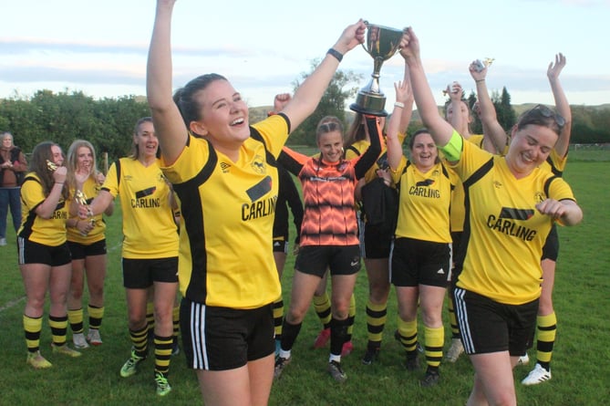 Penybont United finished runners-up in the Herefordshire FA Women's League for the second consecutive season, after finishing eight points behind Ross Juniors Women, and lifted the inaugural Penybont Women's Cup with a 3-1 victory over Berriew (photo 15833).
