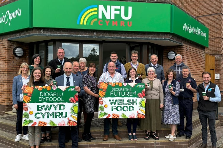 The stakeholders along with NFU Cymru members during the Powys event