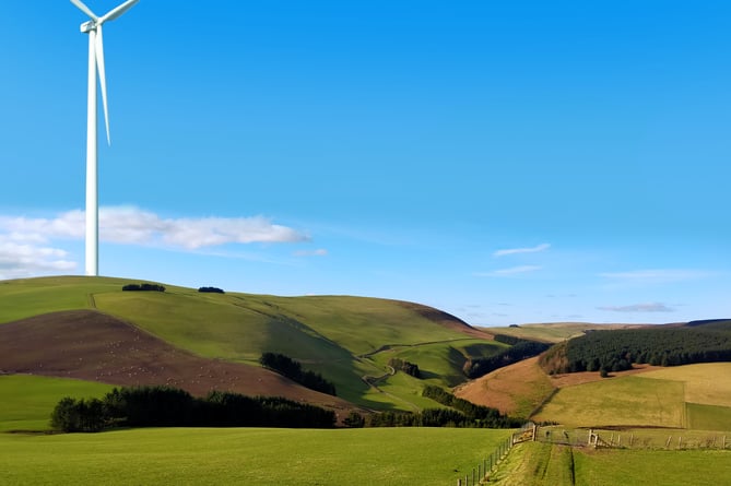 An artists impression of the proposed Nant Mithil wind farm development in Radnor Forest.