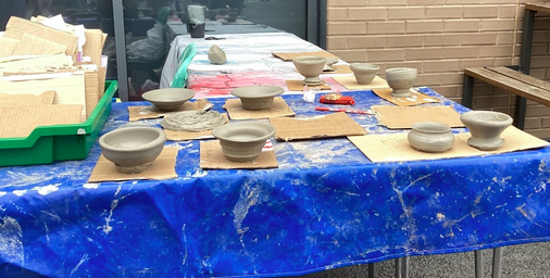 A selection of the pottery made by attendees