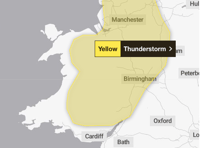 Met Office issues yellow weather warning for thunderstorm