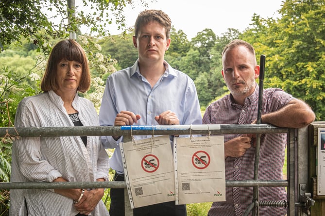 Left to right: Jane Dodds MS, MP David Chadwick and Cllr Gareth Ratcliffe at the site