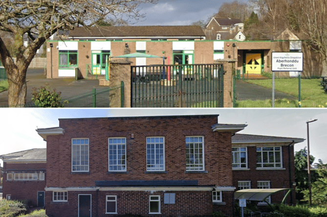 Above is the Brecon Pupil Referral Unit and below is the Newtown site