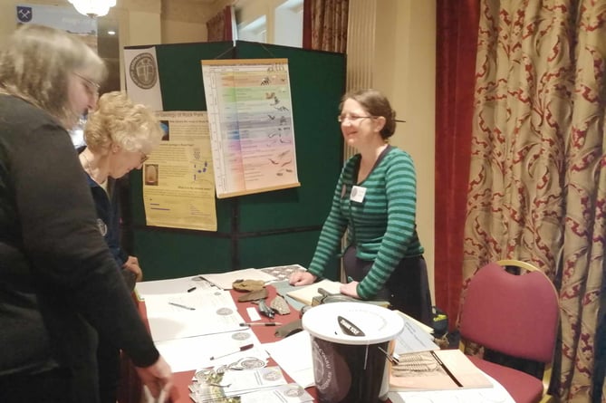 Geopark trustee Dr Lucy Muir (right) at the Heart of Wales Geopark information stall