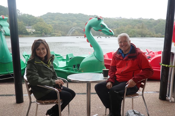 Derek with Sue Charles at Llandrindod Lake