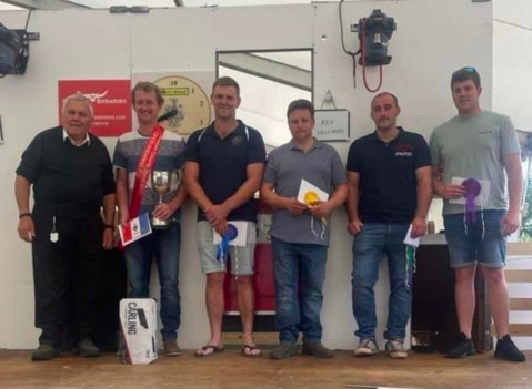 Left to right: Willie Horner (sponsor) with Open Champion Rich Jones, Alun Lloyd Jones, Ian Jones, Kev Williams and Dyfan Jones