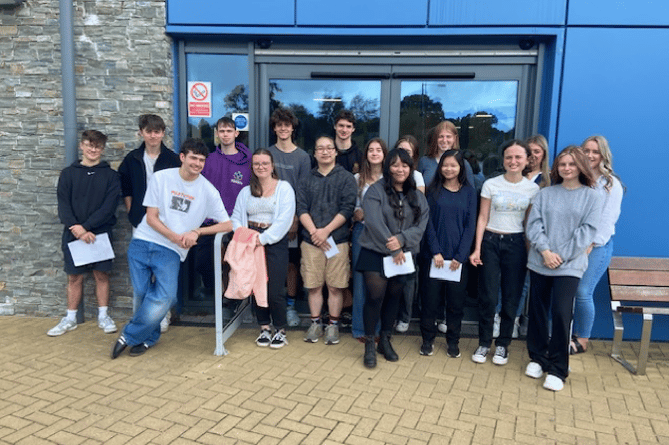 Pupils on results day at Brecon High School