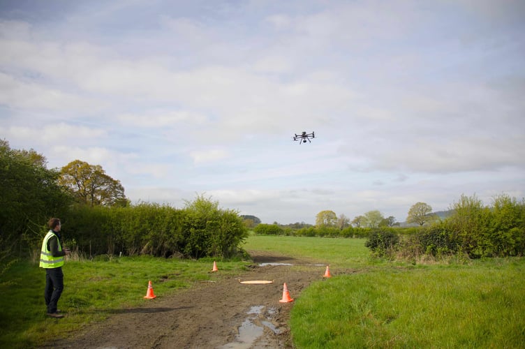 GWCT Wales Project Officer James Warrington flying the drone during a field survey