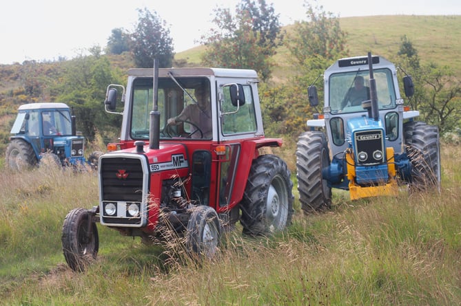 Dave Connelly of Rhayader in his MF550 leading Raymond Rees from St Harmon with his County 1174