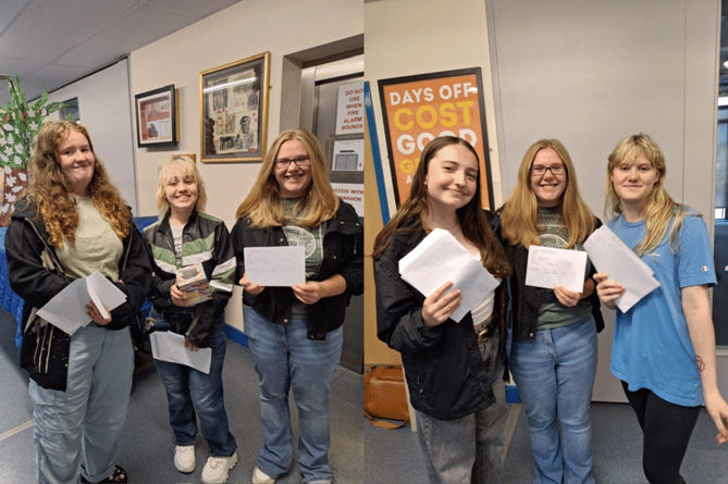 Ysgol Maesydderwen pupils with their results