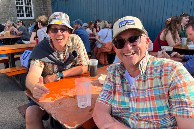 Friends Dave Forshaw (left) from Buxton in Derbyshire and Paul Hopkins from Devon. They thought it was like a 'laid-back Glastonbury',