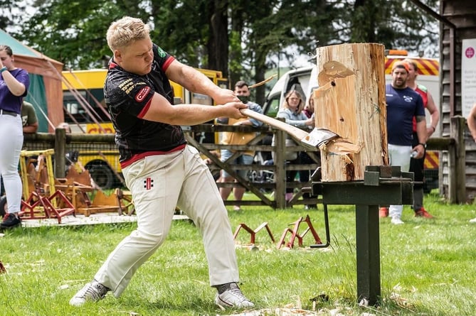 A member of The Welsh Axemen in action.