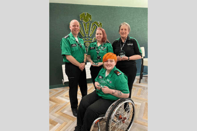  Ruth (right) is pictured with other Youth Leader award winners and St John Ambulance Cymru’s Chief Commissioner, Richie Paskel