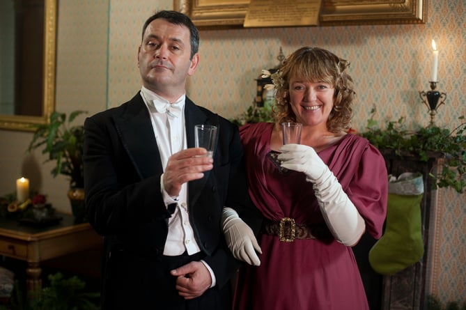 Tudur Owen and Bethan Gwanas during filming at The Judge’s Lodging in 2010