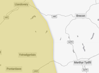 Weather warning issued over parts of Powys for strong winds