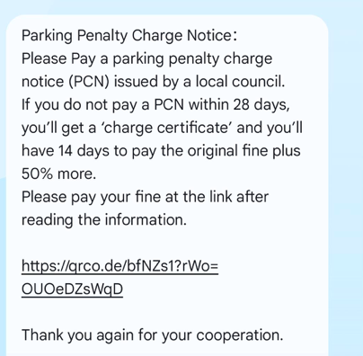 Parking fine scam