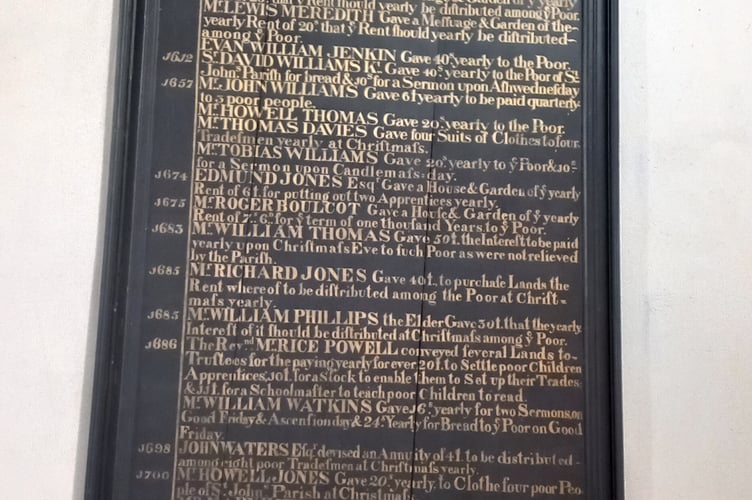 The ‘Tables of Charitable Benefactions given to the town of Brecon.