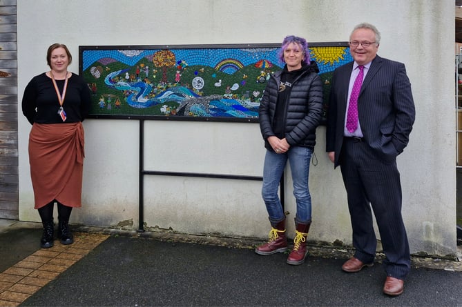 The new mosaic at Newbridge-on-Wye Church in Wales School