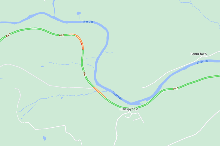 The AA traffic map as of 9:10am today