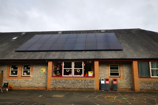 The solar panels installed at Ysgol Dolafon in Llanwrtyd Wells.