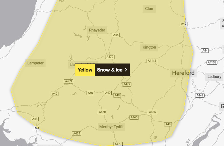 New weather warning - snow and ice