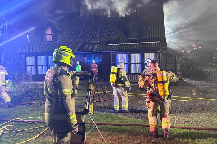 Crews tackling the fire in Hay-on-Wye