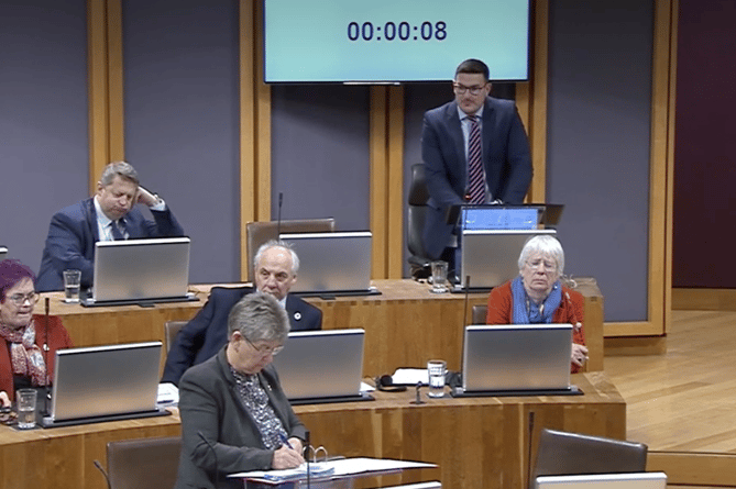 James Evans MS speaking in the Senedd