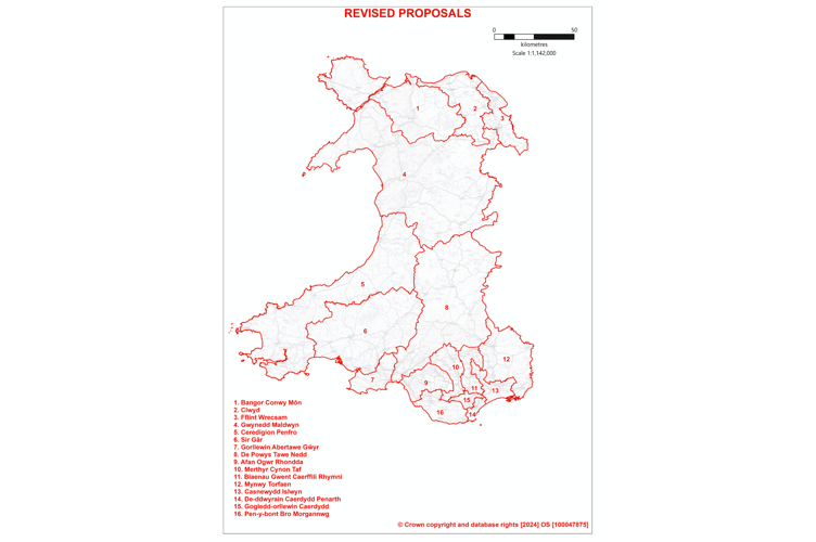 The 16 revised Senedd constituency proposals across Wales