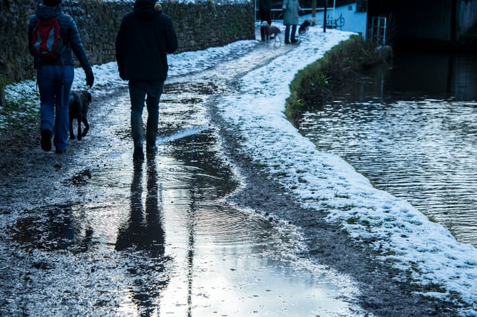 Canal towpath in snow