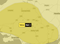 Wind and rain warnings issued for Brecon and Radnorshire this weekend