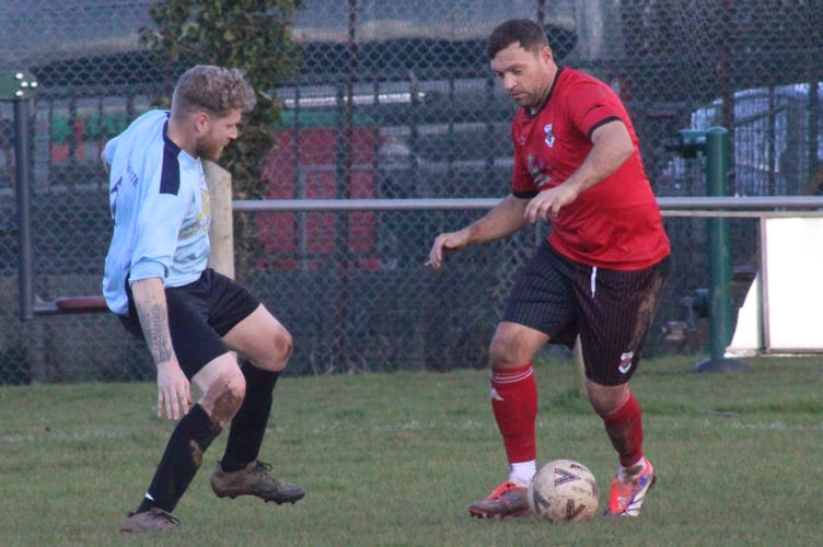 Talgarth Town in action in their 2-2 draw against Tranch in their Candour Talent Gwent Central League First Division fixture