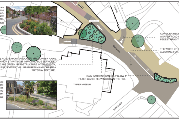 Drawn up plans for the Bulwark in Brecon town centre.