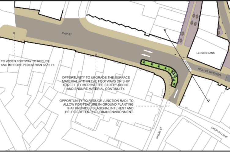 Design plans for Ship Street in Brecon.