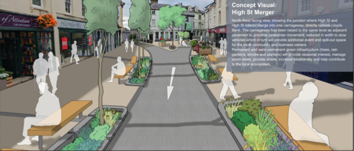 A visual concept of Brecon High Street.