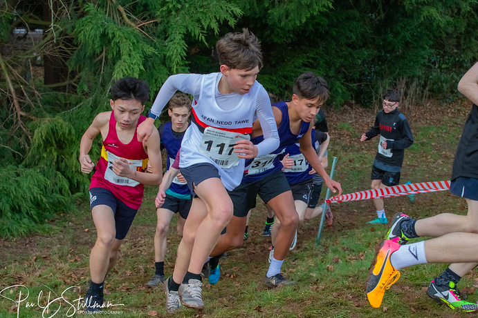 Cross-country runners in action in Brecon